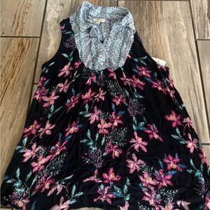 Style & Co. Black Floral Sleeveless Blouse